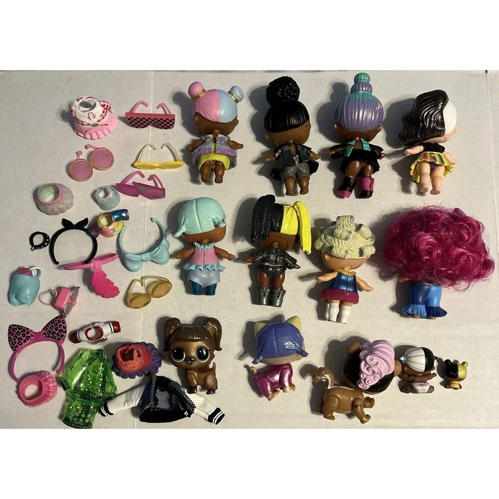 LOL Surprise Dolls Lot 8 Dolls, 2 Babies, 3 pets, 21 Accessories Bundle GUC